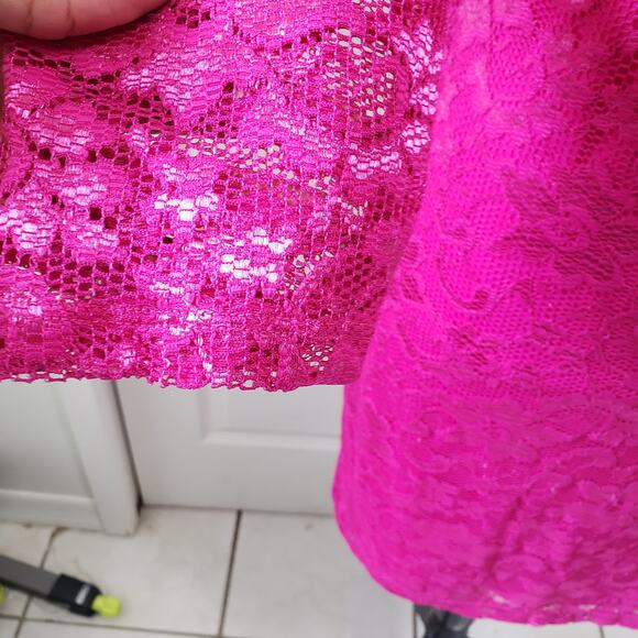 NINE WEST Women's Pink Lace 3/4 Sleeves Dress Size 4 - Picture 3 of 4